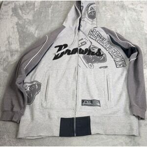 Vintage Y2K Cleveland Browns Full Zip Hoodie Men's Size 2XL Gray